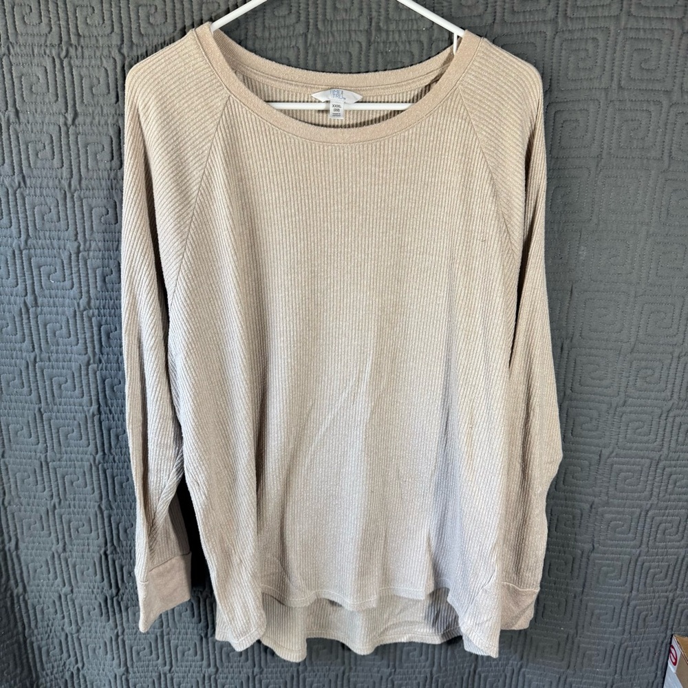 Time And Tru Pullover Womens 3xL (22) Cream Long Sleeve Tan